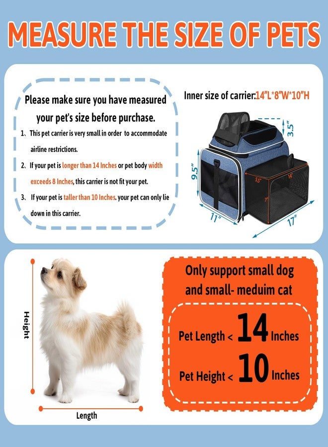 Petskd Top and Side Expandable Pet Carrier 17x11x9.5 Inches Alaska Airline Approved, Soft-Sided Carrier for Small Cats and Dogs with Locking Safety Zippers and Anti-Scratch Mesh(Blue) - Image 3